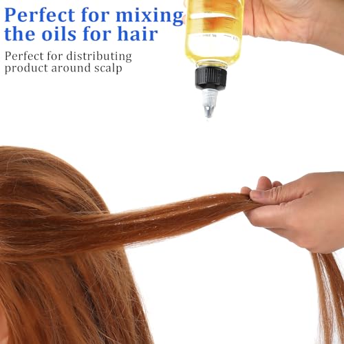 2 Pack Applicator Bottle for Hair 8.5oz Soft Squeeze Empty Oil Dispenser Hair Color Applicator Root Hair Dye PET Plastic Refillable Bottles for Salon Sylist with Graduated Scale and Twist Top