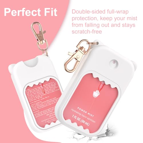 Hand Sanitizer Spray Case for Touchland Silicone Touchland Case Keychain Cute Hand Sanitizer Spray Holder Compatible with Touchland Power Mist Gentle Mist Glow Mist, White