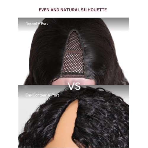 Beauty Forever V Part Wig Human Hair Yaki Straight EasiContour Vpart Wigs No Leave Out Ombre Chestnut Brown Glueless Upgraded U Part Wigs for Women None Lace Front Wigs T128 Color 150% Density 24inch
