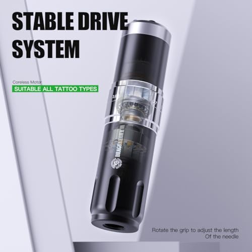 Dragonhawk Wireless Tattoo Gun Machine 2 Batteries 1500mAh 7 Strokes Length 2.4mm - 4.2mm for Beginners