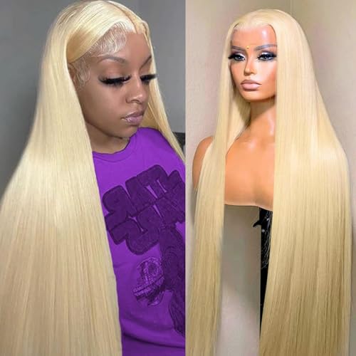 LICHANG 34Inch 613 Lace Front Wig Human Hair 13X4 Blonde Straight HD Transparent Lace Frontal Wigs Human Hair Pre Plucked 200% Density Blonde Glueless Wigs Human Hair