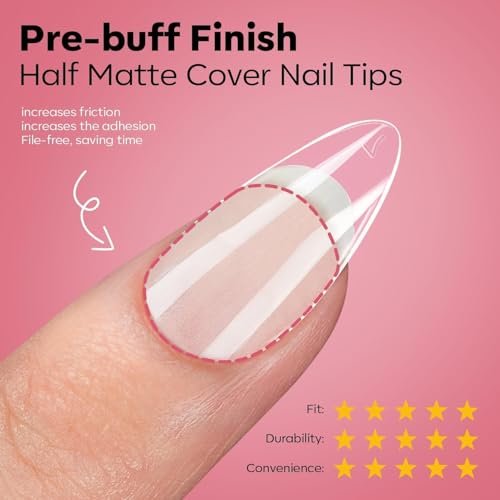 modelones Gel Nail Kit, Upgrade 15Sizes Pre-shaped Gel Nail Tips Short Almond Shape, 9-in-One Glue Prep Dehydrator & Portable Led Lamp, 510Pcs Press On Extension Kit Gift for Women