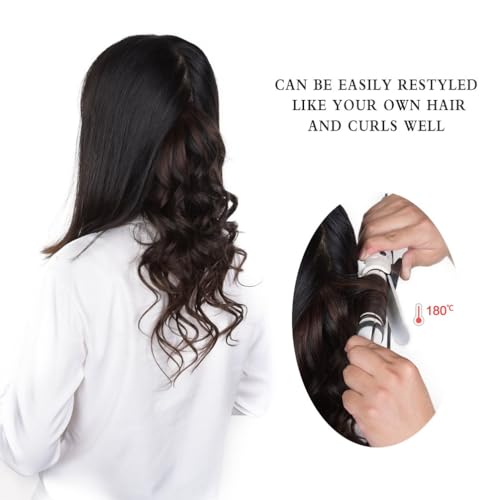 18 Inch Clip-in Hair Extensions Remy Human Hair for Women - Soft Handmade Real Human Hair Clip in Extensions, Straight, Thick, 135g 7pcs #(1B/Blue) T1B Color