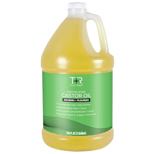 True+Real 100% Pure Castor Oil ? Cold-pressed, Hexane Free, Unrefined, Premium USP Castor Oil, 1 Gallon
