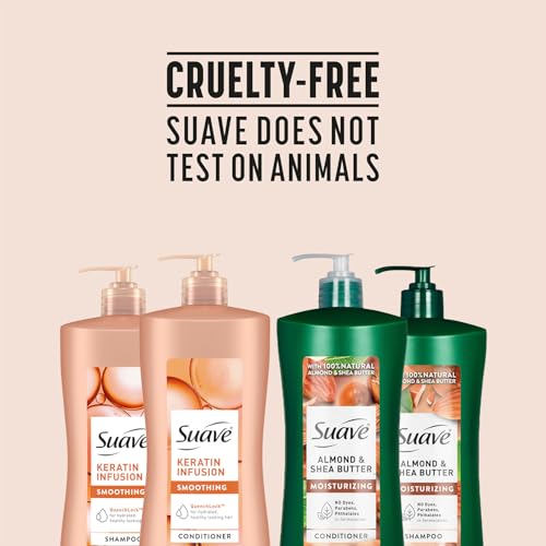 Suave Shampoo and Conditioner Set, Keratin Infusion + Almond & Shea Butter ??Frizz Control and Moisturizing Hair Care Bundle, 28 Oz Ea (4 Piece Set)