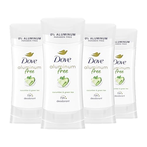 Dove Aluminum Free Deodorant for Women 4 Count Cucumber and Green Tea 72 hour odor protection 2.6 oz