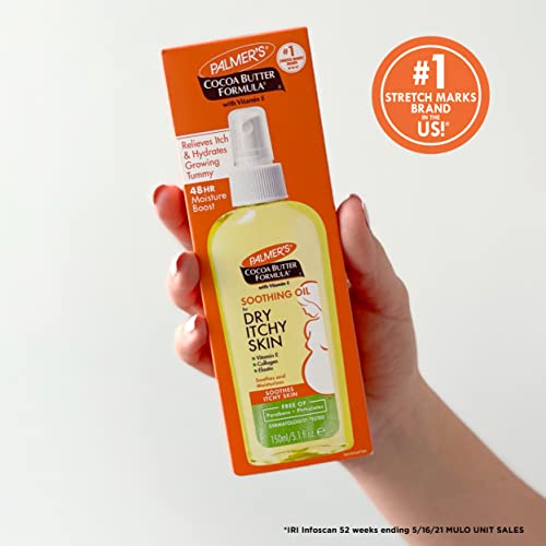 Palmer's Cocoa Butter Formula Soothing Oil with Vitamin E, Dry, Itchy Skin Relief, Anti-Itch Body Oil, 5.1 Ounces
