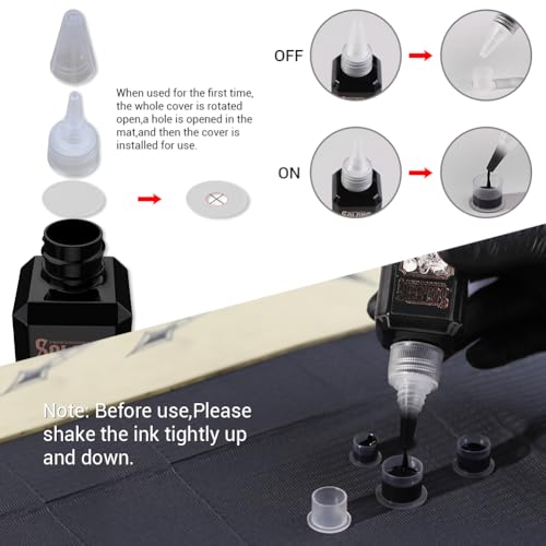 Tattoo Ink,Solong S Series 3.4oz(100ml) Professional Black Tattoo Ink for Outlining,Shading and Blending-Premium Black Tattoo Supplies,TI303S-100-031