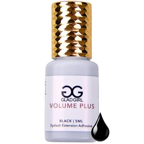 GladGirl False Eyelash Extension Glue - Volume Plus 5ml - Fast Dry Time of 1-2 Seconds - Maximum Eyelash Extension Bond - Ultra Black