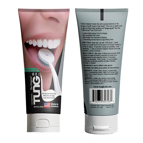 Tung Tongue Cleaning Kit, Tung Brush and Gel, Bad Breath Odor Eliminator, Halitosis Defense, USA Made (Set of 1)