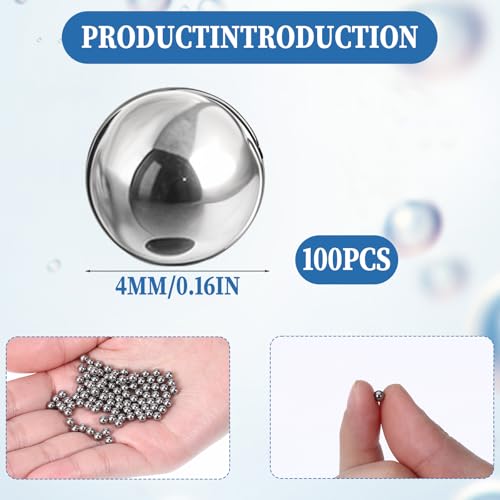 100 PCS Paint Mixing Balls, Metal Balls Stainless Steel Ball Bearings for Model Mixing and Stirring of Paint or Nail Polish Agitator (0.16"/4mm)