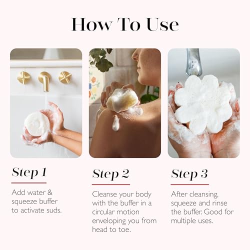 Spongelle Coconut Verbena Spongette Loofah Body Scrubber | Bath & Shower Loofah for Women | Body Scrubber Exfoliator with Body Wash Infused Sponge | 5+ uses | Creamy Coconut, Verbena & Lime