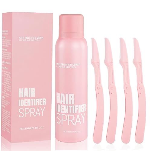 Hair Identification Spray for Facial Shaving - Removes hair and dead skin, Women's Facial Shaving Powder Spray - Moisturizing Skin Care Set, Suitable for sensitive skin/unisex, with 4 Razors (1Set)