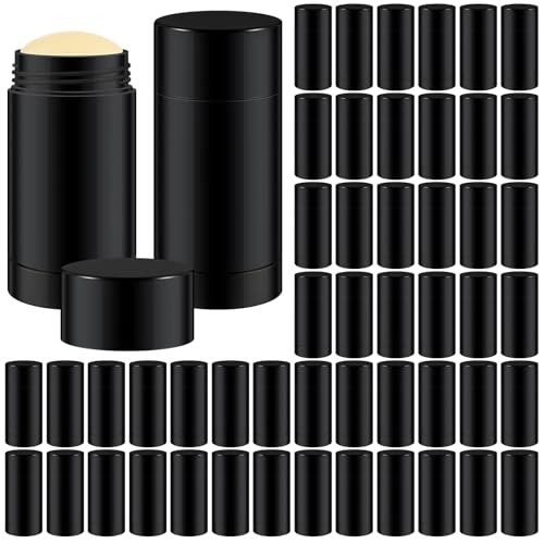 50 Pcs 15 ml Empty Deodorant Containers Twistup Filling Stick Plastic Deodorant Container Refillable Bottles Bottomfill Round Lip Balm Tubes Cylinder for Homemade DIY Lip Balm(Black)