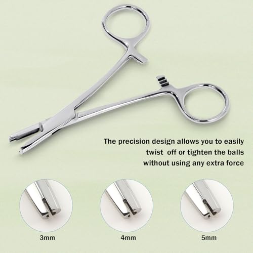 Piercing Ball Grabber Tool 3mm 4mm 5mm Piercing Ball Screw Removal Tool Reusable Bead Clamping Assistant Tool for Changing Jewelry