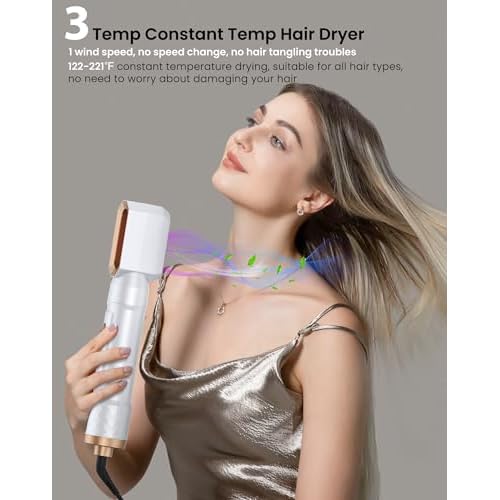 Ukliss 6 in 1 Hair Dryer Brush, Air Styler with Auto Wrap Curling - Ionic Blow Dryer for Frizz-Free Fast Drying, Volumizing Brush & Straightener for All Hair Types, ALCI Plug