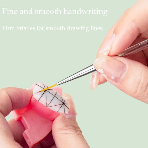 9pcs Nail Art Brushes Set ? Dual-Ended Dotting Pens & Detail Liner Brushes for DIY Nail Designs, Striping, Painting & Drawing, Professional Manicure Tools for Women & Beginners