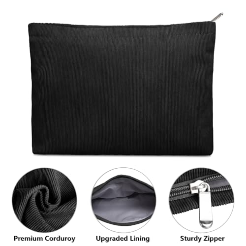 FITDON 2PCS Cosmetic Bags for Women Makeup Bag for Purse Small Corduroy Makeup Pouch Travel Make Up Bag with Zipper Toiletry Bag Organizer
