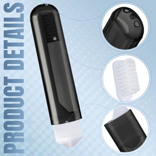Patelai 4 Pieces Travel Toothbrush Set, Soft Bristle Mini Foldable Tooth Brush with Case, Individually Wrapped Small Portable Travel Size Toiletries Stuff for Camping (Black)