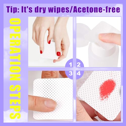NXJ INFILILA Lint Free Nail Wipes, 540PCS Non-Woven Fabric Dry Nail Prep Wipes, Super Absorbent Nail Polish Remover Wipes Lash Extensions Glue Nail Cleaning Pads for Salon Supplies