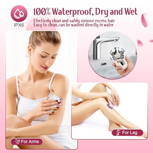 Electric Razors for Women,7D Gifts for Women,Cordless Electric Shaver with Detachable Head Wet/Dry Facial Hair Remover for Legs Painless Water Resistant (Pink)