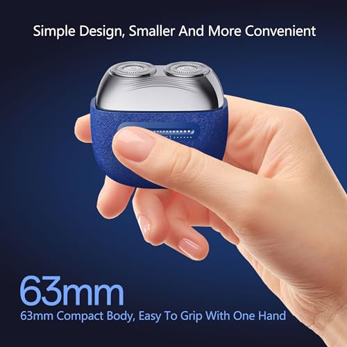 Mini Electric Shavers for Men, Portable Electric Razor with IPX7 Waterproof, Wet and Dry Shaving, USB-C Rechargeable Beard Shaver for Travel, Home, Blue