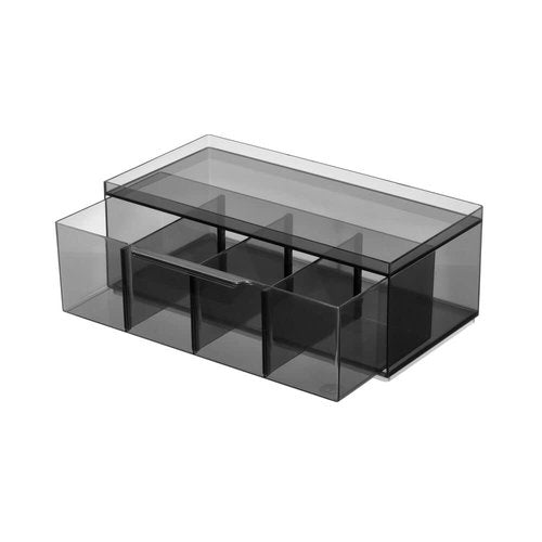 iDesign The Sarah TannoCollection Cosmetic Drawer Organizer,Made of Recycled Plastic,Smoke/Black Large