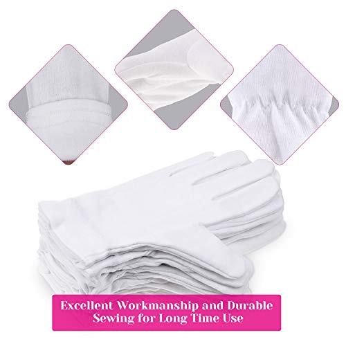 100 Percent Cotton Gloves for Dry Hands Eczema, Selizo 10 Pairs White Cotton Gloves for Women Dry Hands Moisturizing Cosmetic Sensitive Irritated Skin Spa