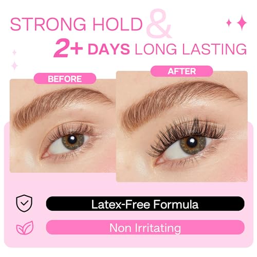 CALAILIS Lash Glue, Cluster Lash Glue, Lash Extension Glue, Super Strong Hold 48 Hours Long Lasting Eyelash Glue for Lash Cluster, Waterproof, Non-Irritating, Fast Drying Lash Glue, 2Pack