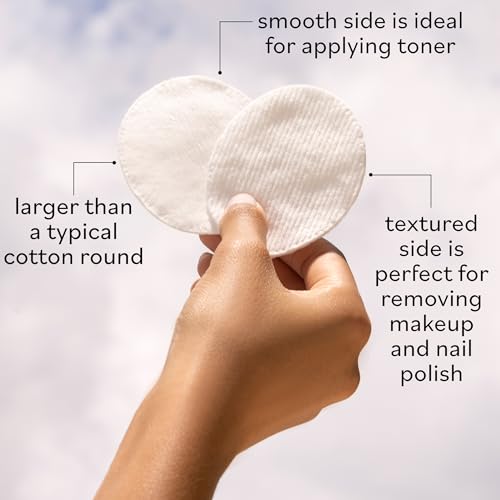 Sky Organics Organic Large Oval Cotton Pads, 100% Pure Organic Cotton, GOTS Certified Cotton, Dual Textured Design, for Makeup Removal, Cleansing, Toner Application