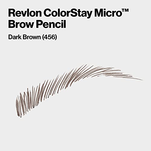 Revlon ColorStay Micro Eyebrow Pencil with Built In Spoolie Brush, Infused with Argan and Marula Oil, Stocking Stuffer for Her, 456 Dark Brown, 0.003 oz