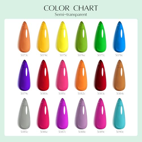 VENALISA V5 Gel Nail Polish Kit of 22 Pcs With Color Display Card Semi-transparent Jelly Gel Polish Set Sheer Red Black Green Soak Off Salon Nail Art DIY at Home Manicure
