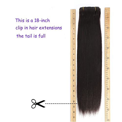 Clip in Hair Extensions Real Human Hair - 9pcs 130g Clip in Human Hair Extensions Straight Natural Soft Thick Remy Extensions Straight Human Hair 18inch Natural Color