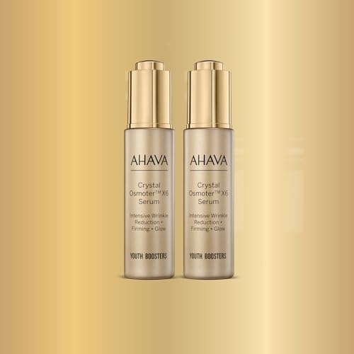 AHAVA Crystal Osmoter X6 Serum Duo Set, 1 Fl.Oz x 2 - Smooth oily lotion with Dead Sea Minerals & Osmoter, to enhance skin radiance, provide firmness and treatment against wrinkles & fine lines