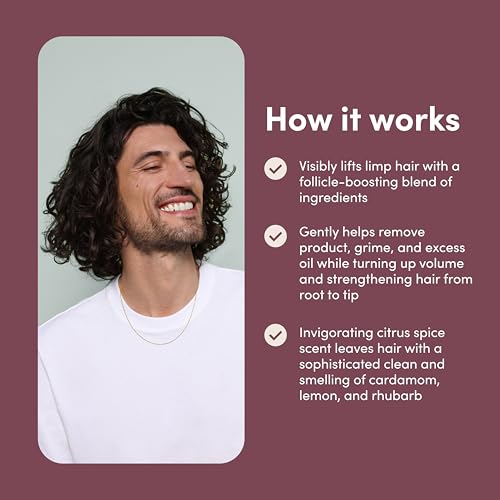 hims Max Volume Shampoo, 2 Pack - Volumizing Natural Shampoo for Men with Biotin - Adds Volume, Shine & Bounce - Citrus Spice - 2 x 6.4 fl oz
