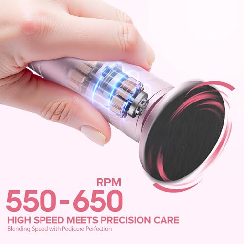 Electric Callus Remover for Feet£¬Electric Foot Care Tools£¬Stepless Speed Rechargeable Grinder with 60 Sandpaper Discs, Professional Pedicure Tool for Dead Dry Crack Skin Calluses-Pink 008