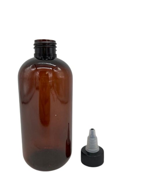 Natural Farms 8 oz Amber Boston Plastic Bottles - 12 Pack Empty Bottle Refillable - BPA Free - Essential Oils - Aromatherapy | Black/Natural Twist Top Cap - Made in the USA