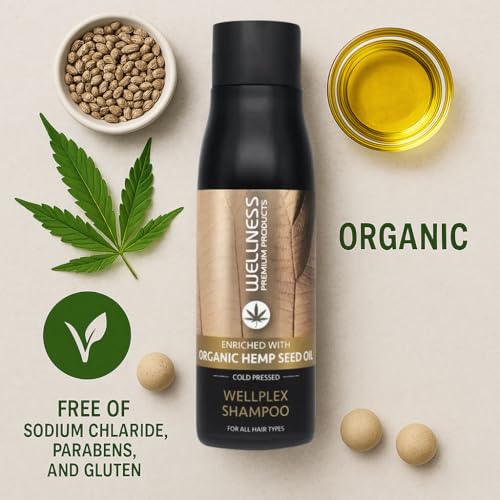 Wellness Premium Wellplex Hemp Infused Repair Shampoo | Restorative Formula for Damaged & Color-Treated Hair | Hydrates & Strengthens with Organic Hemp Seed Oil & Hyaluronic Acid | Vegan 500ml