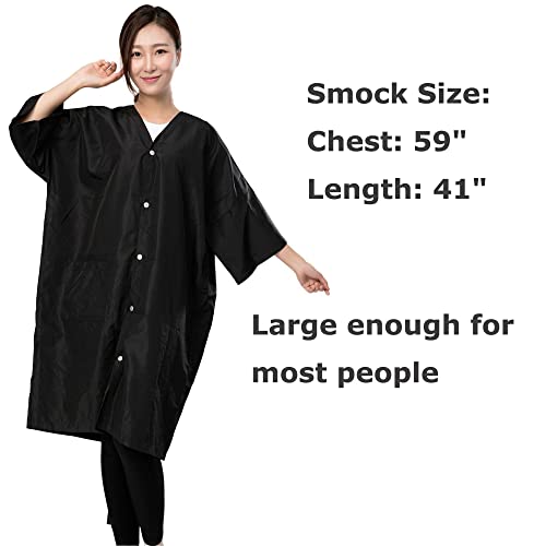 Salon Robes for Clients, Pack of 4, Hair Color Gown Cape for Women & Men, Grooming Smock-Kimono Style, 5 Snaps Closures