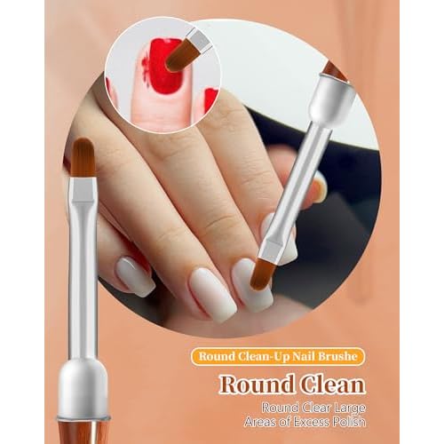 3PCS Nail Art Clean Up Brushes, Round/Angled/flat Acetone Resistant Gel Nail Polish Remover Brush, Nail Brushes for Tidying Up Polish Mishaps on Cuticles, and Nail Art Designs£¨Wood color£©