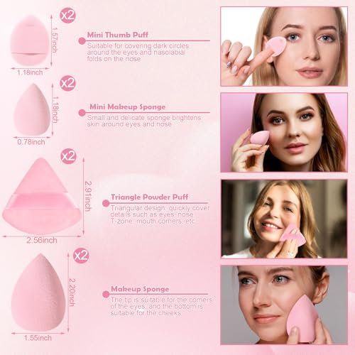 20PCS Travel Makeup Brush Set,10 Pcs Small Makeup Brushes with Mirror,Storage Bag and 8PCS Makeup Sponges for Home,Travel, Party