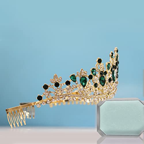 Gold Tiaras Crystal Wedding Bridal Crown for Women Baroque Queen Crown with Comb