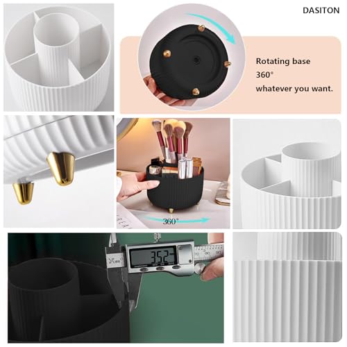 DASITON Large Capacity Makeup Brush Holder,360¡Æ Rotating Makeup Organizer,5 Slot Makeup Brushes Cup,for Vanity Decor,Bathroom Countertops,Desk Storage Container,Cosmetic Display cases(Black)
