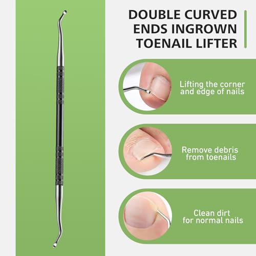 BALUCA Toenail File for Thick Nails & Ingrown Relief | Heavy Duty Metal Emery Board with Toenail Lifter for Seniors, Coarse Grit & Durable Stainless Steel Design (Black, 1.0, Count, 180/240 Grit)
