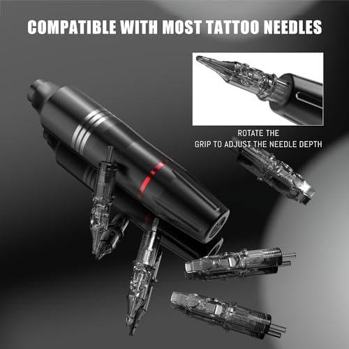 Tattoo Gun Kit Rotary Tattoo Machine Kit Professional Tattoo Pen Kit with Power Supply 10Pcs Cartridge Needles for Beginners and Artists Complete Tattoo Kit Tattoo Supplies - Black