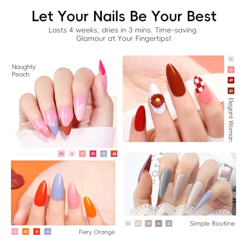 PEACECOLOR 53PC Gel Nail Polish Kit with U V Light and Drill, 35 Colors All Season Gel Polish Set Starter Kits with 5pc Matte Glossy Glitter Base Top Coat Complete Manicure Tools Home Salon Women