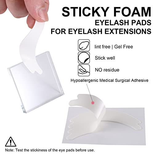 Pretty memory 100 Pairs Foam Eye Pads for Lash Extensions, Lint Free Hypoallergenic Sticky Lash Pads, Under Eye Pads for Eyelash Extensions, Eyelash Tech Supplies Must Haves, Latex Free