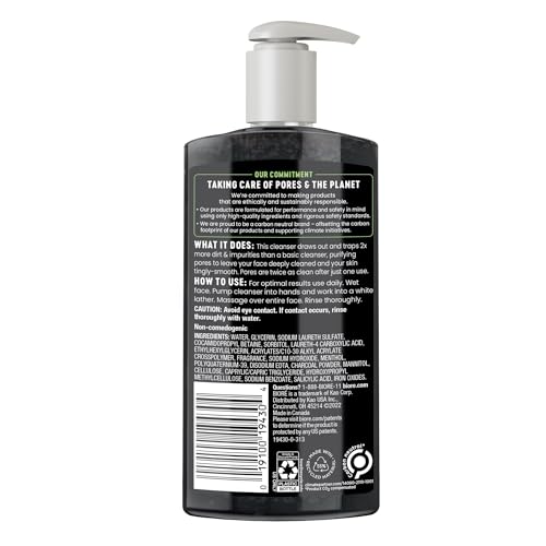 Biore Deep Pore Charcoal Face Wash, Daily Facial Cleanser for Dirt & Makeup Removal, for Oily Skin, 6.77 Oz, Pack of 12