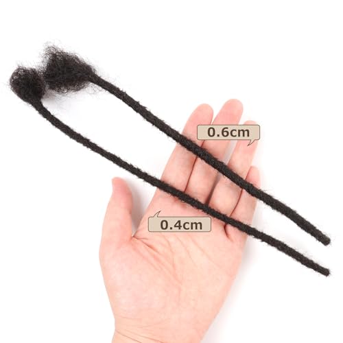 0.6cm Thickness Real Human Hair Dreadlock Extensions 4 Inch 60 Strands Full Handmade Permanent Locs Extensions Human Hair Can Be Dyed and Bleached