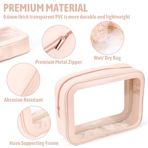 5PCS Clear Toiletry Bag,TSA Approved Travel Makeup Pouch with Zipper for Cosmetics and Toiletries£¬Diaper Bag Organizer Pouch Set£¬Women's Purse Organizer and Clear Car Bag